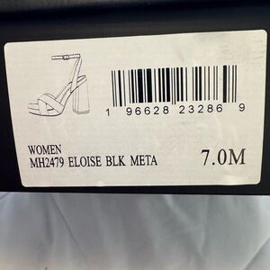 MIA Eloise Black Metallic Block Heel Sandals